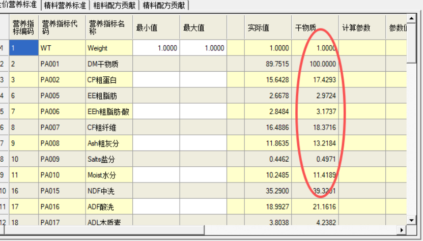 干物质值自动转换